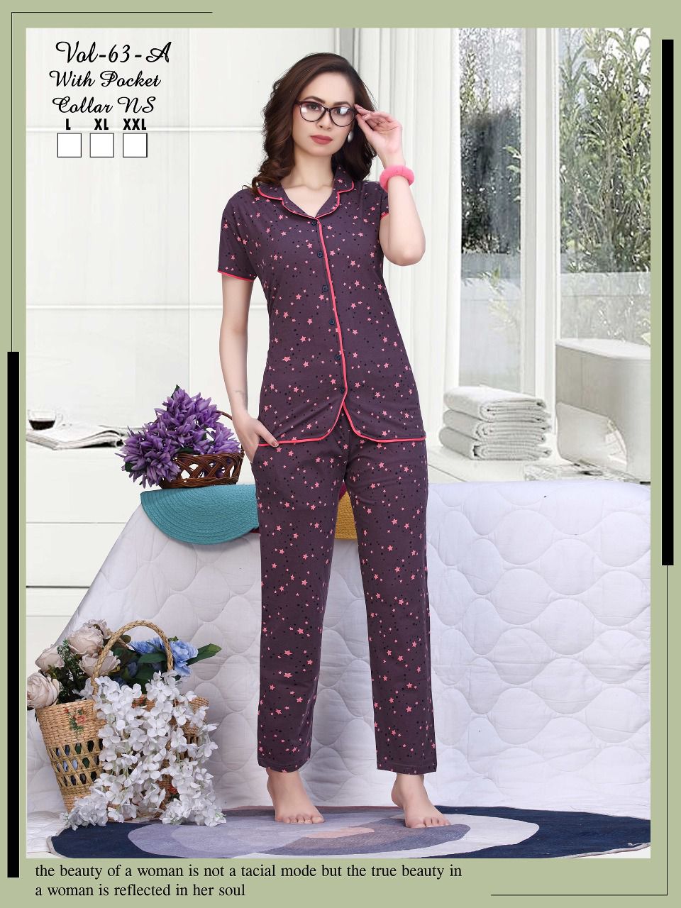 Ft C Ns Vol 63 A Night Wear Hosiery Cotton Wholesale Night Suits
